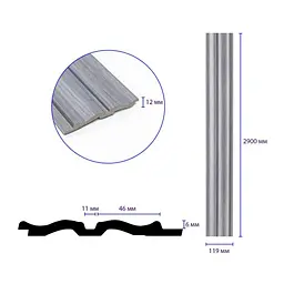 Рейка декоративна Sticker Wall PS 2900х119х12мм Сіре дерево SW-00002142- - мініатюра 3