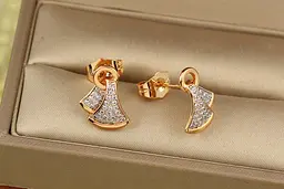 Сережки гвоздики Xuping Jewelry косиночка з родієм1.4 см золотисті - мініатюра 2