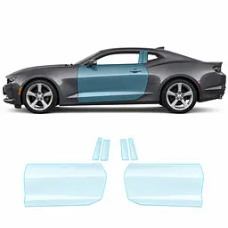 Антигравійна захисна бронеплівка за лекалами для Chevrolet Camaro VI facelift 2019-2024 - зони дверей і стійки вікон