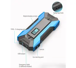 Пускозарядний пристрій (бустер) Voltronic A12 12V, powerbank Jump Starter пусковий струм 1000А - мініатюра 8