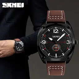 Чоловічий класичний годинник Skmei 9155 коричневий - мініатюра 3