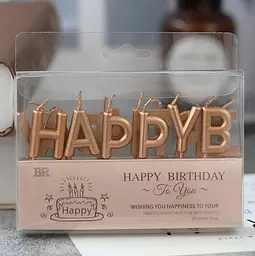 Свічки для торта "Happy Birthday" набір букв рожево-золоті, декоративні свічки напис для дня народження, святкові свічки букви - мініатюра 3