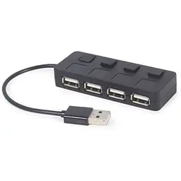 Концентратор Gembird USB 2.0 4 ports switch black (UHB-U2P4-05) - мініатюра 2