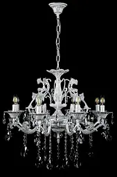 Люстра свічка LED Splendid Ray L5235/8, 8 ламп, білий, срібний, кришталь, висота 80-110 см, сучасний стиль для дому