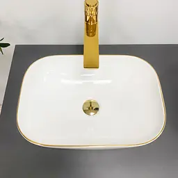 Умивальник VBI Ravenna white gold Edge накладний VBI-011218, Золотий - мініатюра 5
