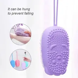 Мочалка масажна силіконова Bath Brush WN-12 двостороння з петлею фіолетовий - мініатюра 4
