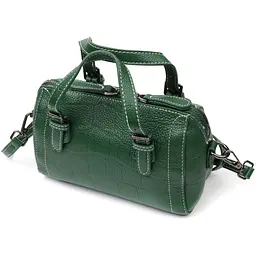 Невелика жіноча сумка з двома ручками із натуральної шкіри Vintage 22359 зелена - мініатюра 2