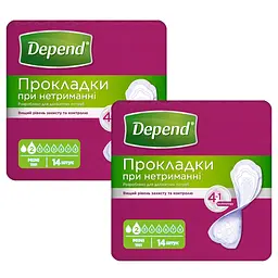 Урологічні прокладки Depend Active-Fit Mini 28 шт. (2 уп. х 14 шт.)