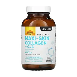 Натуральна добавка Country Life Maxi-Skin Collagen + C and A, 90 таблеток