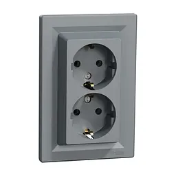Розетка Schneider Electric ASFORA із заземленням подвійна сталь 16А (EPH9900162) - мініатюра 2