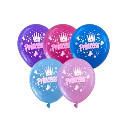 Кулька повітряна латексна з принтом (30 см, 5 шт.) Princess