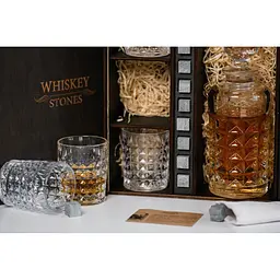 Подарунковий набір Whiskey Stones камені для віскі в дерев'яному пеналі №6 + декантер + 6 склянок Bohemia Diamond + щипці + мішечок - мініатюра 8