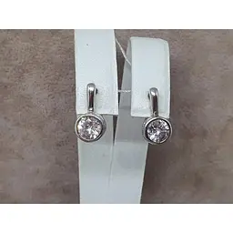 Срібні сережки TOP Silver з фіанітами. 9520156Б - мініатюра 4