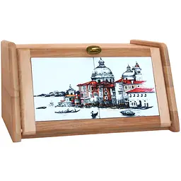 Хлібниця дерев'яна Mazhura Венеція 40.5x30.5x20.5 см бежева (mz575633)