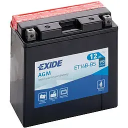 Мото акумулятор EXIDE AGM 6СТ-12Ah Аз 12В 190А (EN) ET14B-BS - мініатюра 2