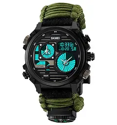 Годинник чоловічий наручний спортивний Skmei 2202 Paracord (Зелений нейлоновий ремінець) - мініатюра 3