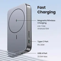 Магнітна батарея Ugreen PB206 Magnetic Magsafe Powerbank 10 000mAh 20W USB-C зі складною підставкою - мініатюра 3