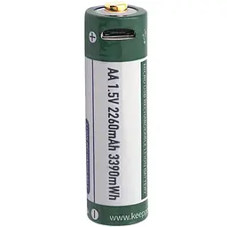 Акумулятор Keeppower AA 14500 1,5В 2260 mAh з microUS (Зелений з білим) - мініатюра 3