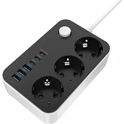 Фільтр-подовжувач мережевий СolorWay 2м 3 розетки 6USB black (CW-CHE36PDB) - мініатюра 2