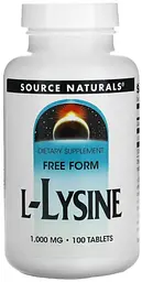 Лізин Source Naturals L-Lysine 1000 мг 100 таблеток