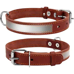 Нашийник Collar зі світловідбиваючою стрічкою, 32-40х2 см, коричневий