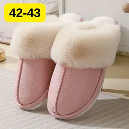 Жіночі домашні капці з хутром Slippers теплі м’які закриті тапочки для дому 42-43 рожевий KT8003834 - мініатюра 2