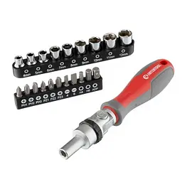 Викрутка реверсивна INTERTOOL VT-3360 з карданом, набір насадок та головок 21 шт, Cr-V - мініатюра 2