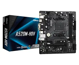 Материнська плата ASRock A520M-HDV (AM4, AMD A520, mATX)