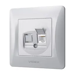 Комп'ютерна розетка Videx BINERA CAT6 одинарна сереб (VF-BNSK1PC6-SS) - мініатюра 2