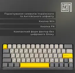 Клавіатура ігрова механічна бездротова EPOMAKER EP-64-BM Black 2.4G/BT/USB RGB Mulan Switch Linear - мініатюра 8