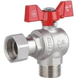 Кран кульовий Thermo Alliance Forte 1/2" ВЗ кутовий, PN40, з накидною гайкою, метелик SF224W15