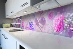 Кухонний фартух Ранкові Півонії вінілова наклейка ПВХ квіти Рожевий 60х300 см Happy Pocket Z180725