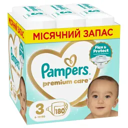 Підгузки Pampers Premium Care Розмір 3 (6-10 кг) 180 шт (8006530223720)