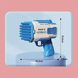 Пістолет для мильних бульбашок Bubble Gun 698-20 з насадками на 32/45 отворів 50ml Blue - мініатюра 4