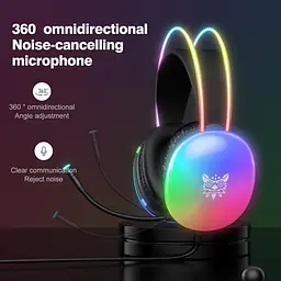 Накладні ігрові навушники Onikuma X25 дротові з гарнітурою та RGB-підсвіткою чорні - мініатюра 4