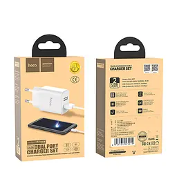 Адаптер живлення зарядний пристрій Hoco Victoria C62A + Micro-кабель 2 USB 2.1 А - мініатюра 2