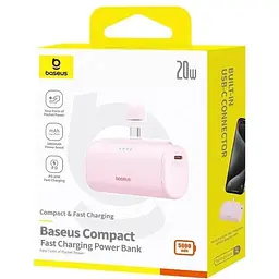 Портативна батарея Baseus Compact Fast Charging Power Bank Type-C Edition 5000 mAh 20W P10068306413-00 Pink - мініатюра 6