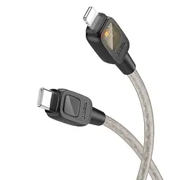 Дата кабель Hoco U124 Stone silicone power-off Type-C to Lightning (1.2m) Black - мініатюра 2
