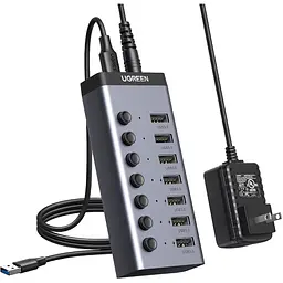 Хаб USB 3.0 -> USB to 7xUSB 3.0 з додатковим живленням Type-C 12V 2A CM481 Ugreen - мініатюра 3