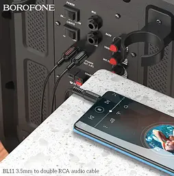 Готовий аудіо кабель miniJack 3,5 Stereo - 2xRCA Borofone BL-11 1,5m - мініатюра 4