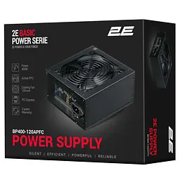 2E Блок живлення Basic Power (400W), 80%, 120мм, 1xMB 24pin(20+4), 1xCPU 8pin(4+4), 3xMolex, 4xSATA, 1xPCIe 8pin(6+2) - мініатюра 7