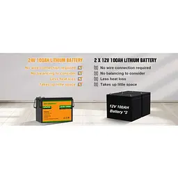 Акумулятор Eco-Worthy LiFePO4 з вбудованим BMS 5000+ циклів 24V 100 Ah (US-L13070402010-1) - мініатюра 2