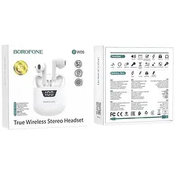 Навушники Borofone BW05 Pure tone tws бездротові білі - мініатюра 5