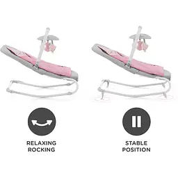 Шезлонг-гойдалка Kinderkraft Felio 2 Peony Rose сірий з рожевим KBFELI20PNK0000 (00-00305172) - мініатюра 6