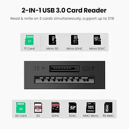 Кард-рідер Ugreen USB 3.0 2 в 1 TF/SD CR127 (20250) - мініатюра 2