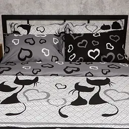 Комплект постільної білизни Moon&Star Бязь Gold Люкс Feline Romance двоспальні 175х210 наволочки 2х40х60 - мініатюра 3