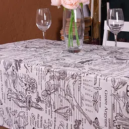 Скатертина MirSon №210 White birds 130х130 см рогожка біла з чорним - мініатюра 2