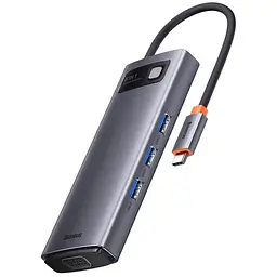 Перехідник HUB Metal Gleam Series 6-in-1 Multifunctional Type-C (WKWG080013) Gray Baseus teh0030569