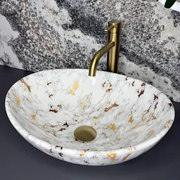Умивальник VBI Parma S накладний 36x27 см marble white glossy VBI-011031