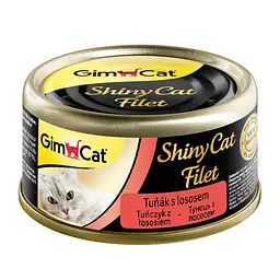 Вологий корм GimCat Shiny Cat Filet ДжимКет Шайні для кішок, тунець та лосось, 70 г (арт.414201)